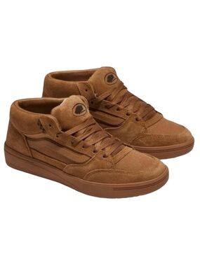 VANS | Zabha Mid Leather Suede Canvas Skate Shoe in Brown/Gum